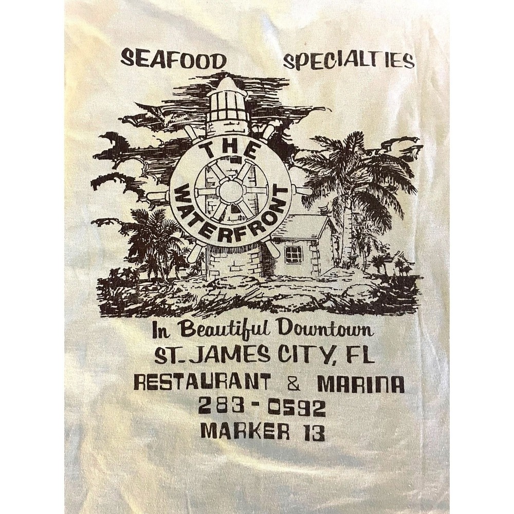 Vintage Florida Waterfront Restaurant & Marina T-Shirt size Large Single Stitch